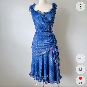 Blue Polka Dot Ruffle Dress